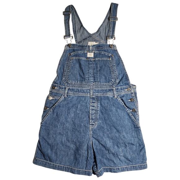 Vintage Calvin Klein Bib Overalls Shorts Jeans Denim Womens Size L 90s - Picture 1 of 6